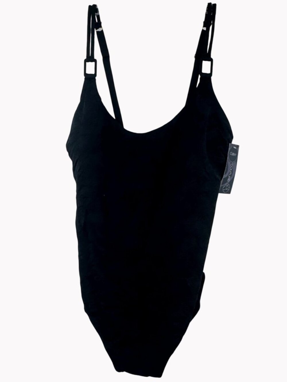 Aqua Couture Swimsuit Womens Plus Size 2X Black Jacquard Adjustable Straps New
